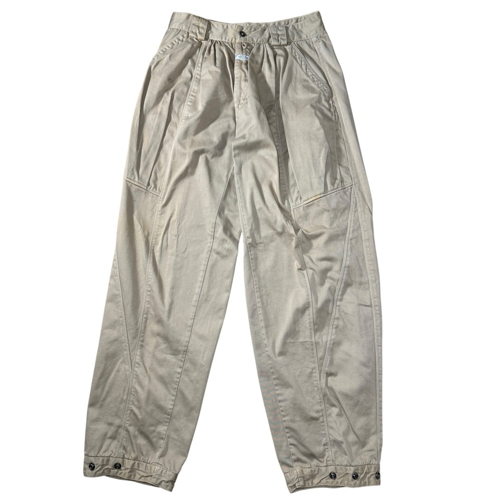 Marithe Francois Girbaud Cargo Pants 30 Khaki Vintage 80s Tapered Snap Ankle